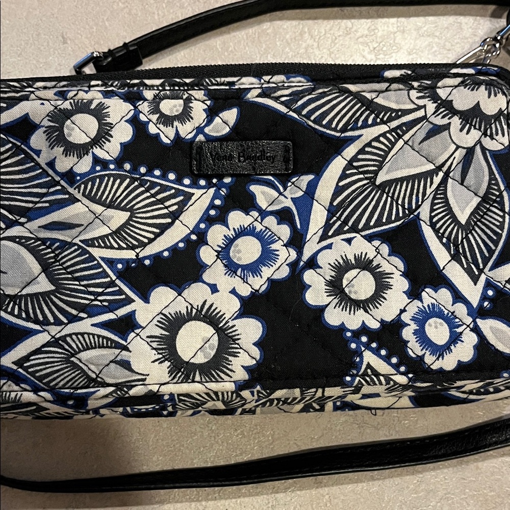 Elegant Vera Bradley Black and Blue Floral Clutch